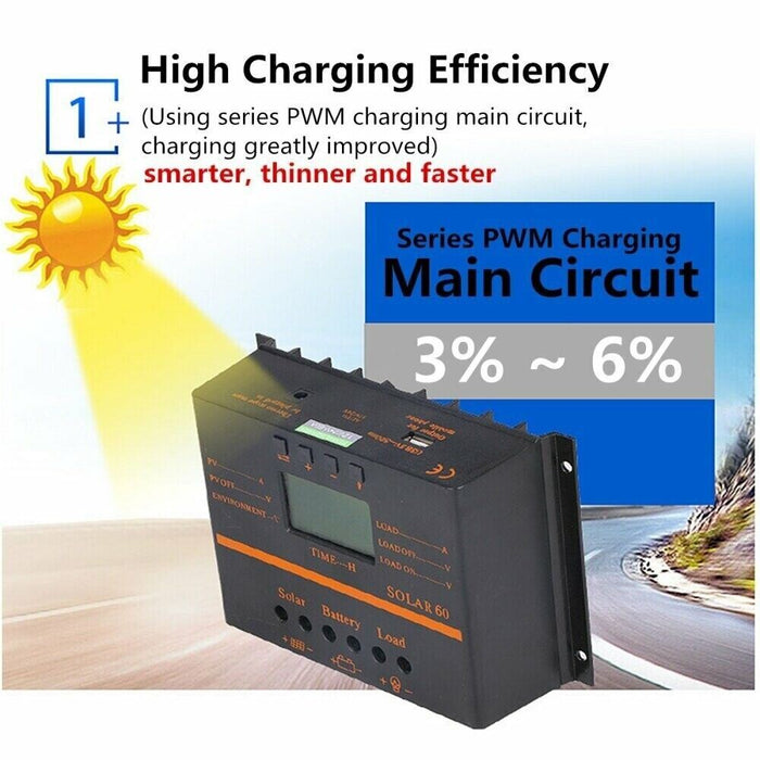 12V/24V 80A PWM Solar Controller LCD Function 5V DC Solar Panel Battery Charge R