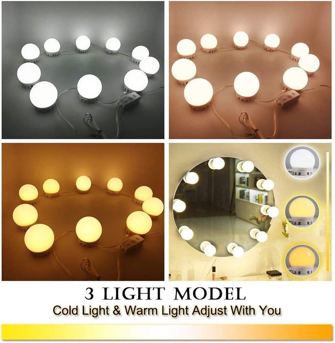 10 Dimmable LED Mirror Suction Lights Make Up Dressing Vanity Hollywood Style
