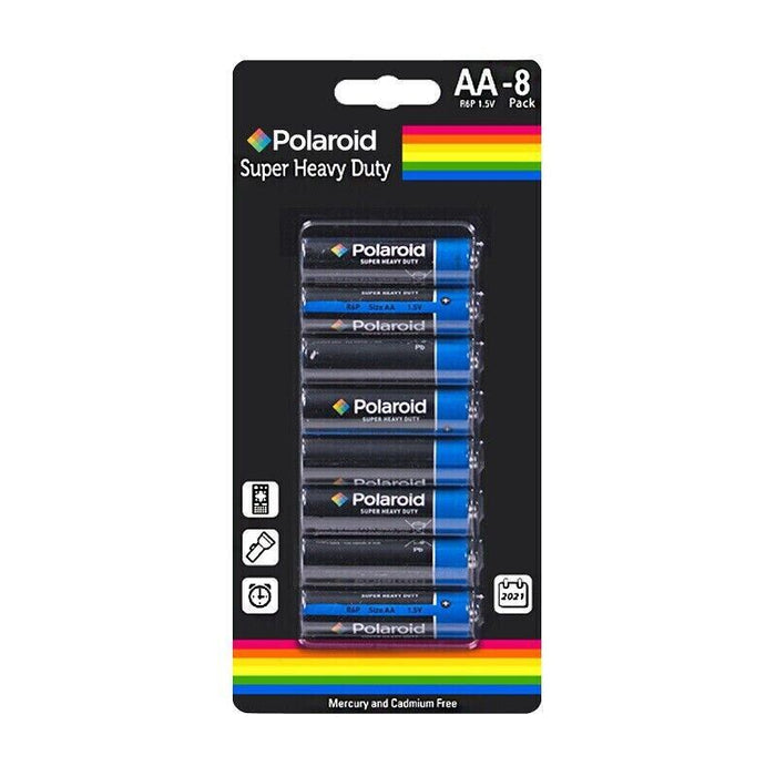 8 x Polaroid AA Heavy Duty Batteries Mercury Free Battery R6P 1.5v Sealed Pack