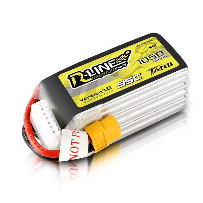 Tattu R-Line 22.2V 1050mAh 95C 6S LiPo Battery Pack with XT60 Plug