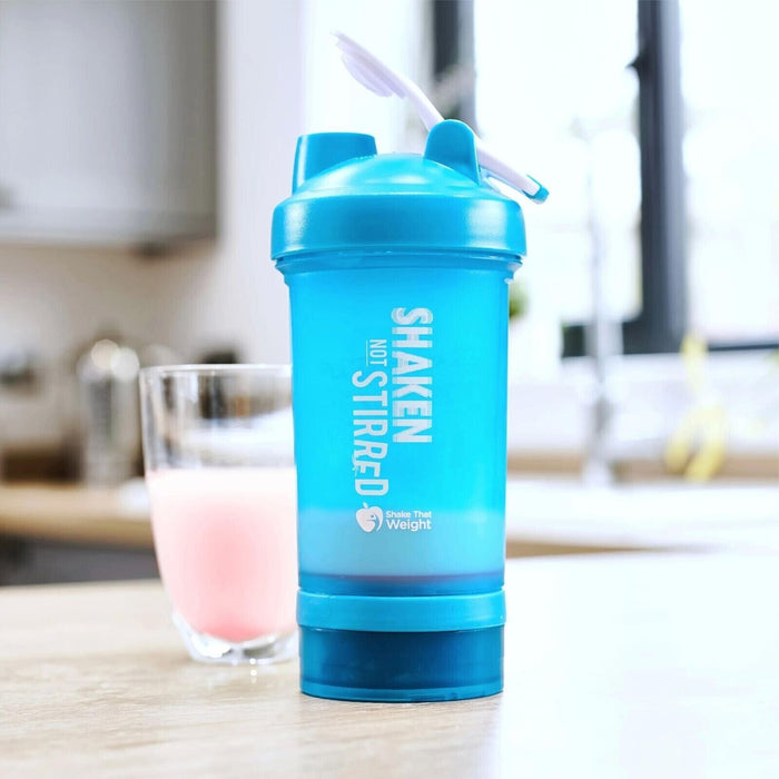 450ml Blue Protein Shaker Bottle with Storage Compartment and Separator