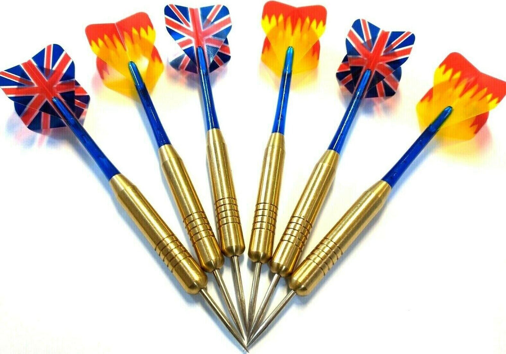 6 pcs / 2 Sets STEEL TIP BRASS DARTS SET + dart flights and shafts