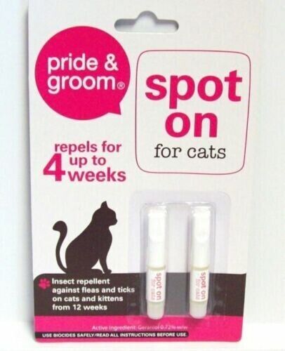 2x Pride & Groom Flea and Tick Spot On Treatment For Kittens & Cats