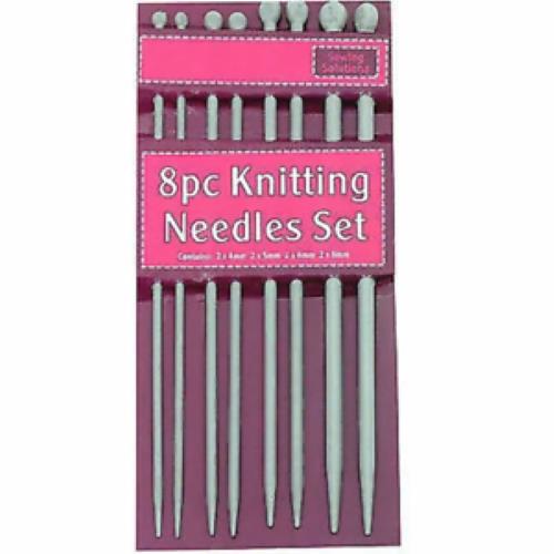 8pcs Quality Plastic Knitting Needles Craft Set 25cm x 4mm - 5mm - 6mm - 8mm NEW