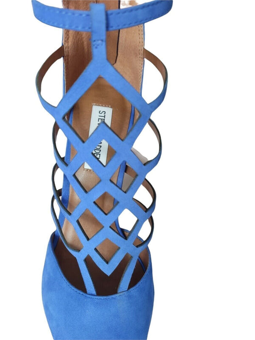 Steve Madden Womens Blue Suede Leather Strappy Caged Heels UK 5.5