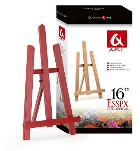 Quantum Art 390mm Wooden Table Top Easel Essex, Made from solid Beech Wood, Red,